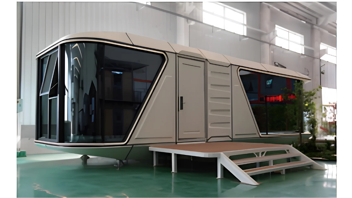 Vivienda modular Serie Capsule de Homeralia con diseño aeroespacial, ventanales panorámicos y estructura de aluminio de lujo.